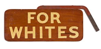 (CIVIL RIGHTS.) For Colored / For Whites sign for a segregated bus.